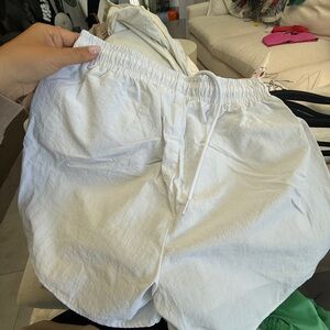 Alo yoga White Drawstring Shorts wind pant style, perfect or summer